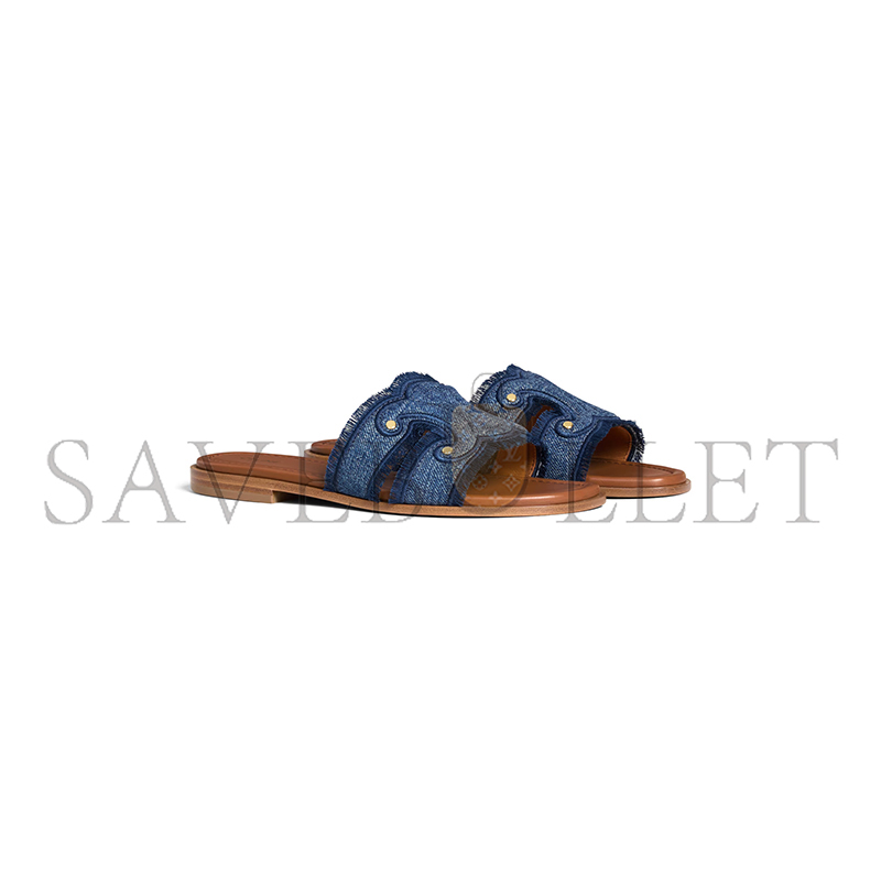 CELINE MARINA FRINGED MULE IN DENIM 362675022C.07BL